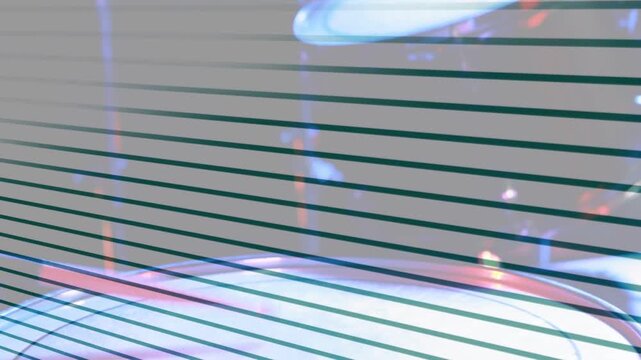 Camera pulling back while stripe overlay sliding, drum head revealing cymbal, showcasing music gear