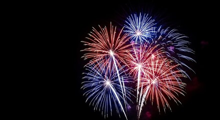 Fototapeta premium Colorful Fireworks Night Sky Celebration Festival Background
