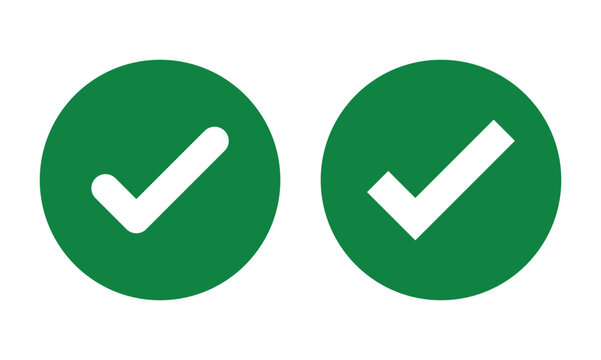 White right tick check mark icon vector on green circle over white background. flat style. tick icon for web site design, logo, app. Green circle with a white checkmark symbol. vector illustration eps