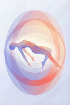 silhouette of a woman floating inside a ball