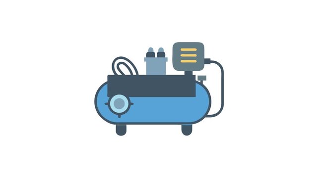 Flat vector illustration of a blue air compressor machine