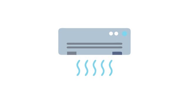 Air conditioner unit emitting cold air, vector illustration