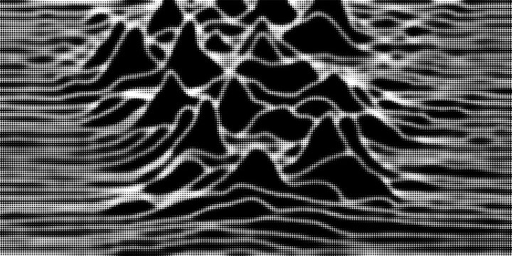 Black radial halftone circles. Dotted sound wave rings. Stippled epicenter, target, radar icon concept. Ripple concentric signal vibration element. Vector round dashed and dotted