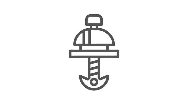 Gray outline drawing of screw jack on White Background