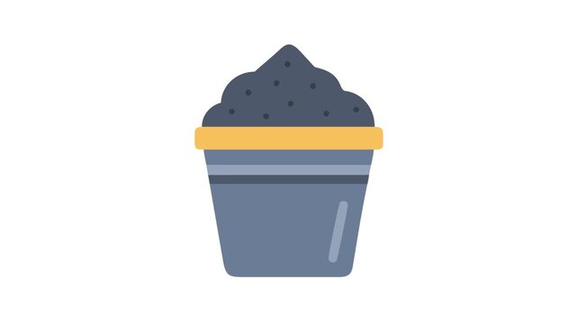 Grey bucket filled with dark blue material illustration