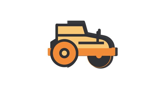 Minimalist illustration of a road roller on White Background
