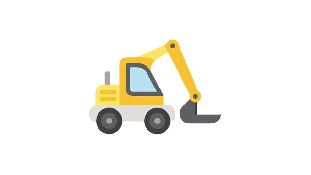 Isolated vector excavator on White Background in flat style