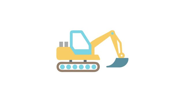 Flat design yellow excavator illustration on White Background image