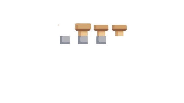 Illustration of four tan supports with grey bands on White