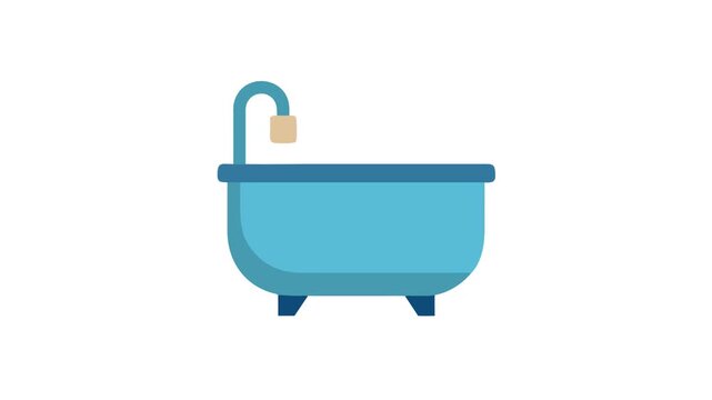 Blue bathtub illustration isolated on White studio background graphic