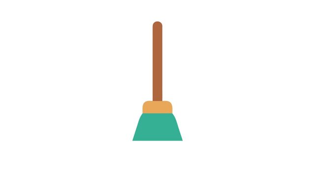 Flat icon broom on White Background, cleaning tool vector