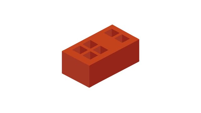 Isometric red brick illustration isolated on White Background