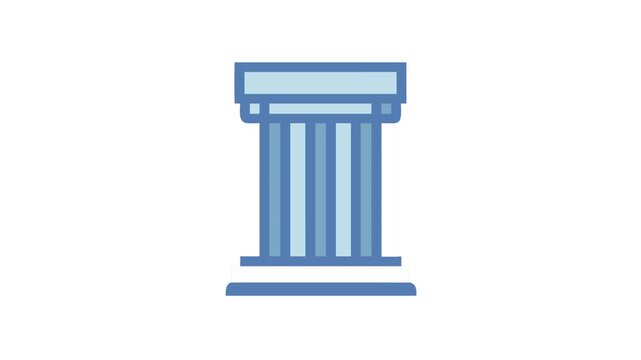 Blue Ionic Column Illustration on White Background