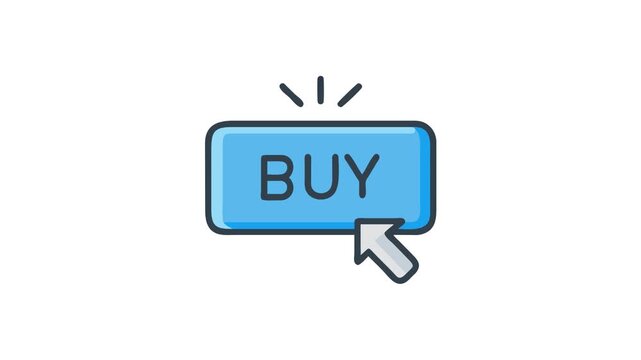 Stylized buy button with cursor on a White Background