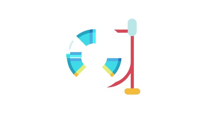 Blue Irrigation Hose Reel Flat Design on White Background