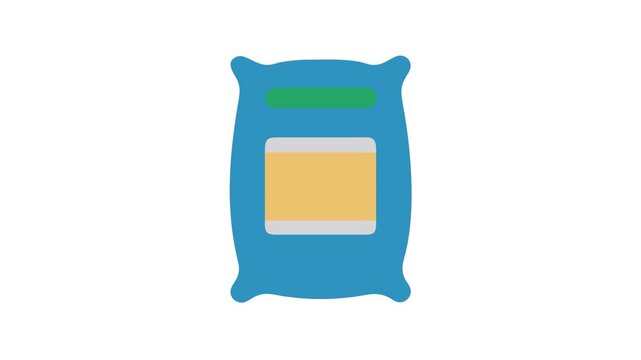 Blue bag illustration of fertilizer or seed on White