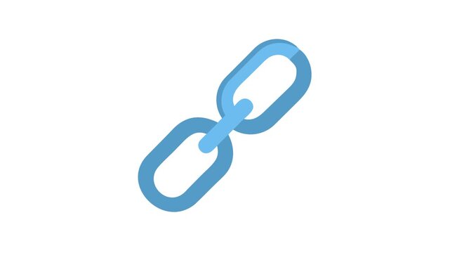 Minimalist blue chain icon graphic on a White Background
