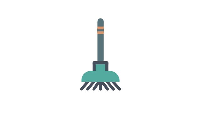 Stylized teal and grey broom on White Background design