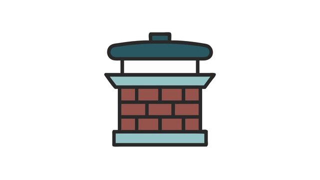 Cartoon brick chimney vector icon illustration building exterior