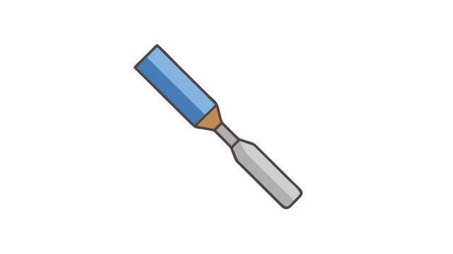 Isolated chisel illustration with blue blade and gray handle