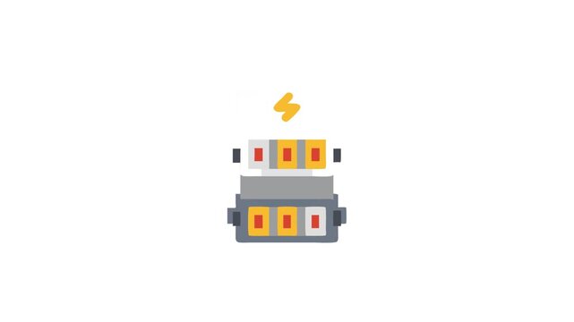 Cartoon electrical panel illustration with switches and lightning bolt