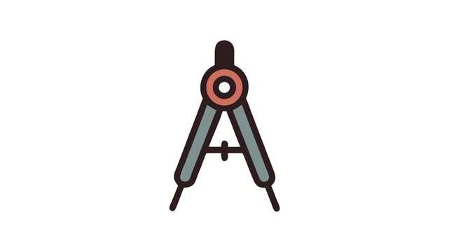 Geometric drawing compass isolated on White Background minimalist style