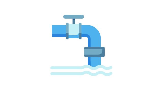 Simple blue faucet over water flowing with waves icon