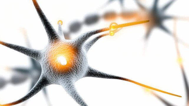 Intricate Neural Network: Detailed image of a neuron, showcasing its complex structure and vibrant activity, illuminating the wonders of the human brain.
