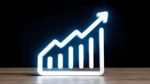 Growth trajectory on display: A radiant graph displaying an upward trend, illuminated against a contrasting backdrop, symbolizing the power of progress and financial success.