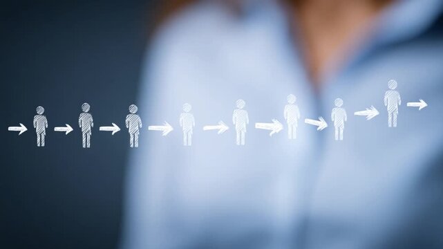 Transformation Journey: A visual representation of personal evolution, the image portrays a series of stylized figures evolving along a pathway, symbolized by arrows.