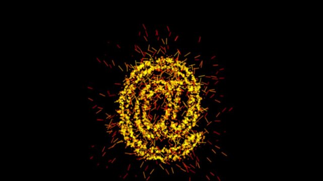 Yellow particle at symbol animation on transparent background

Glowing yellow particles forming at symbol animation isolated with alpha channel for compositing

