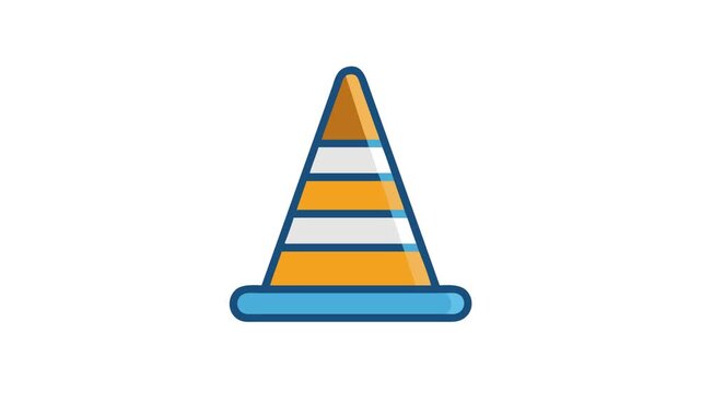 Vector traffic cone illustration with simple geometric design