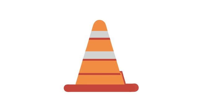 Flat design orange traffic cone symbol on White Background
