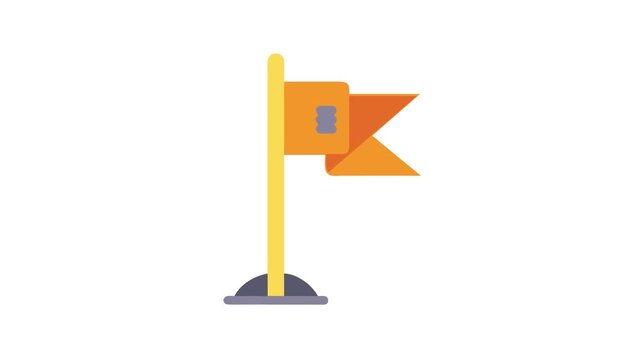 Orange flag with grey detail against White Background design