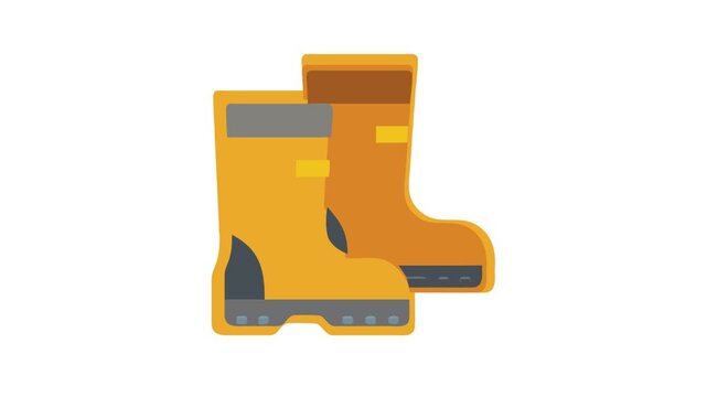 Two rubber boots icons in orange and brown tones