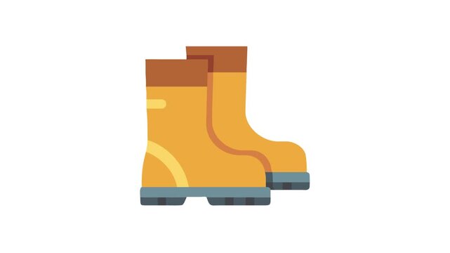 Pair of Yellow Rubber Boots on a White Background