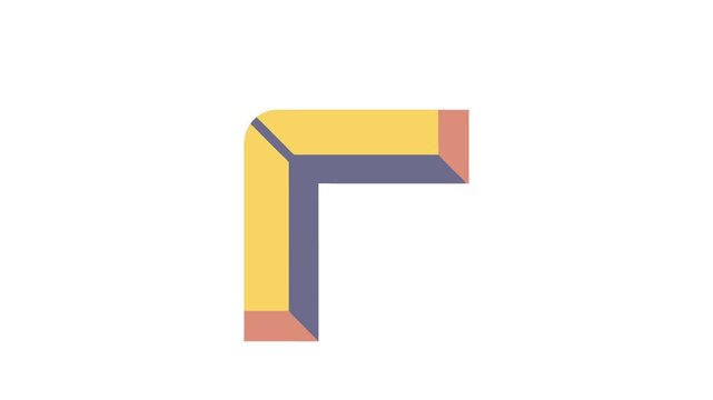 Abstract minimalist geometric shape with L-shaped design on White