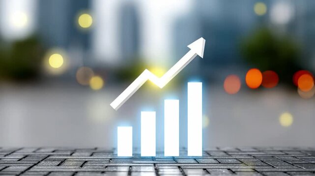Data Ascent: An image of a bar graph with an upward-pointing arrow overlayed. The scene represents growth and progress in business or finance.