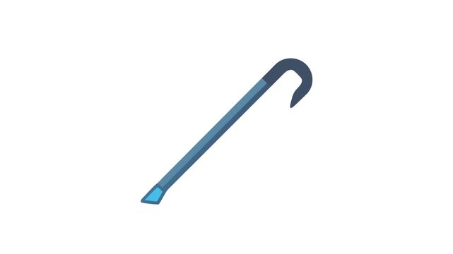 Stylized blue crowbar tool isolated on solid White Background
