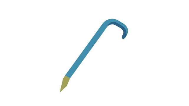 Stylized blue crowbar illustration against White Background for construction