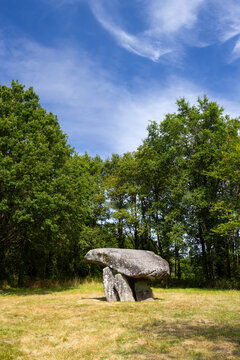 Ancient dolmen standing in Saint Auvent, Nouvelle Aquitaine, France