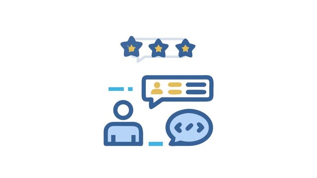 Customer feedback reviews icon rating speech bubble flat design