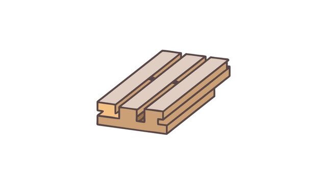 Isometric wooden slat connector with connecting channels vector illustration