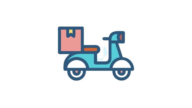 Stylized delivery scooter icon against a solid White Background