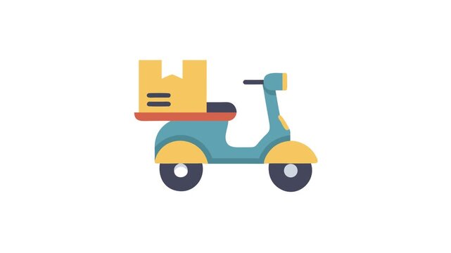 Delivery scooter with package icon on White Background