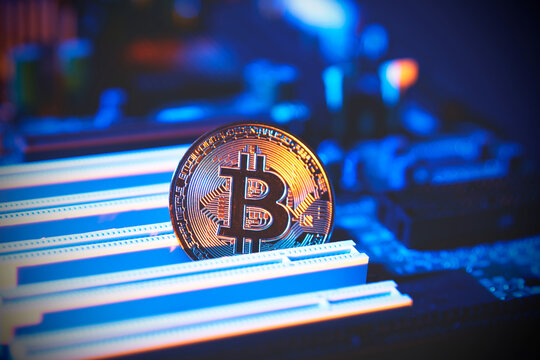 Bitcoin cryptocurrency, virtual money concept