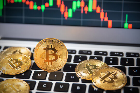 Bitcoin cryptocurrency, virtual money concept