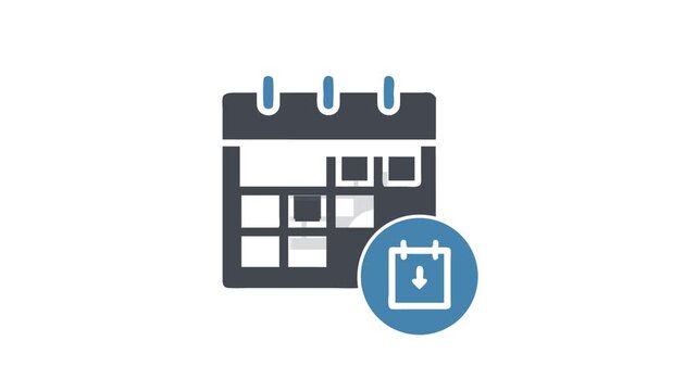 Flat design calendar icon with download functionality button