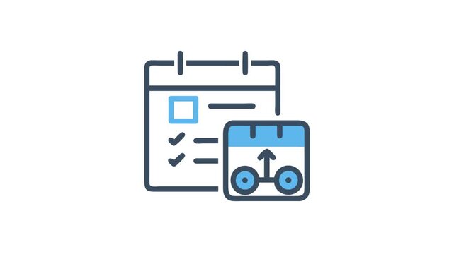 Calendar date with delivery icon showing completed tasks