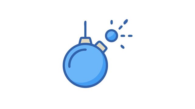 Cartoon Style Bomb with Explosion on White Background Isolated